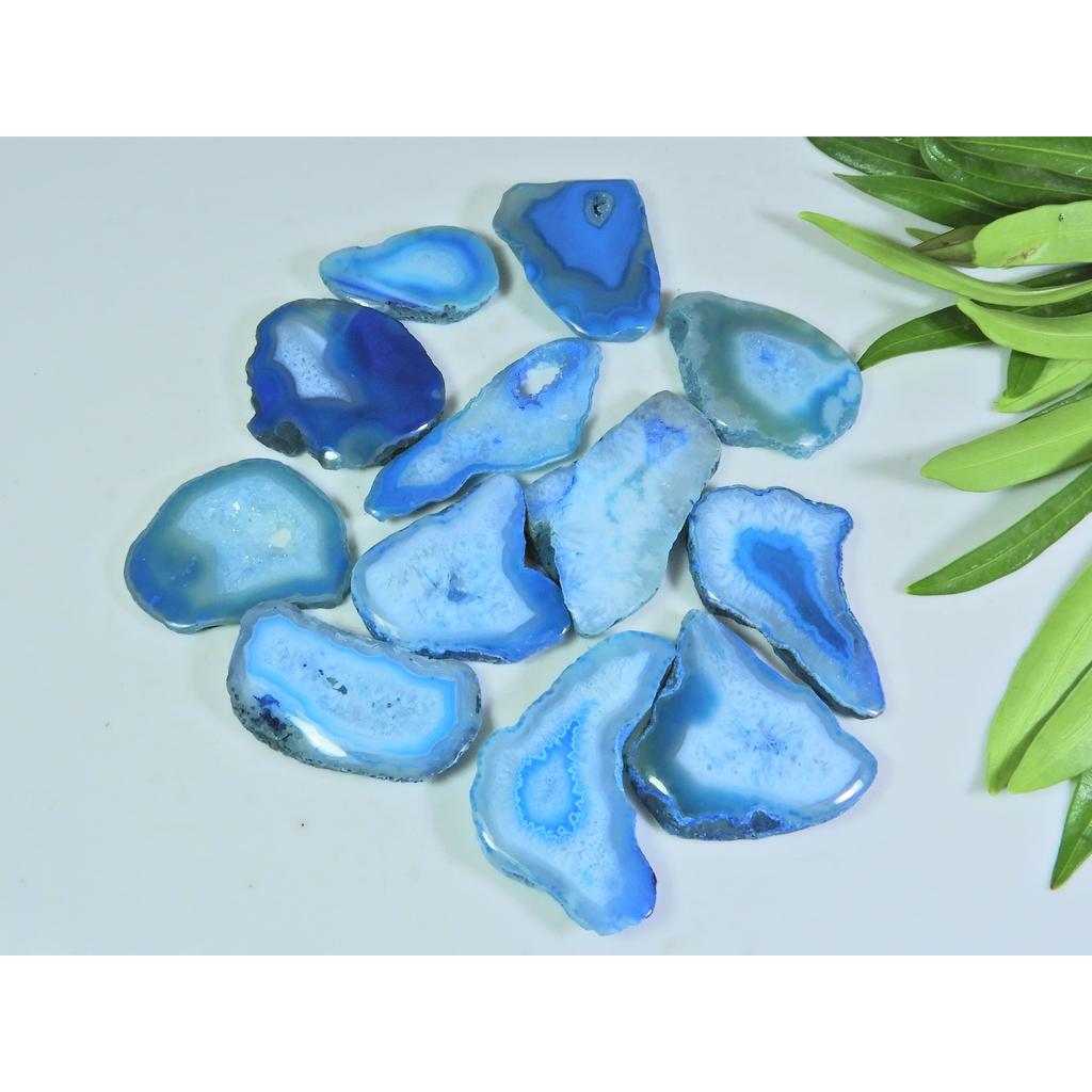 282Cts. Dyed Slice Druzy Agate Fancy Cabochon Loose Gemstone 12 Pcs Lot A-33