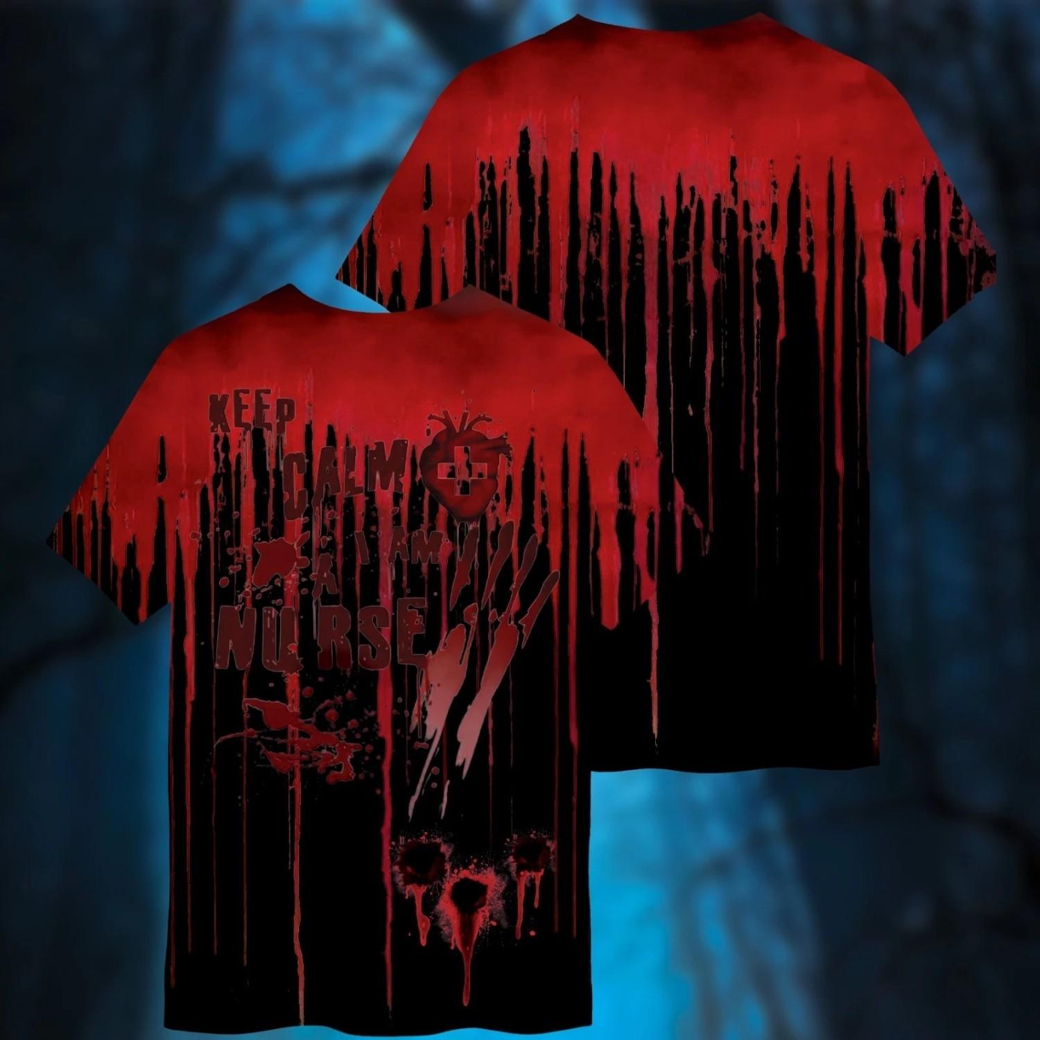 Bloody Halloween Theme 3D All Over Print T-shirt AOP T-shirt5 M