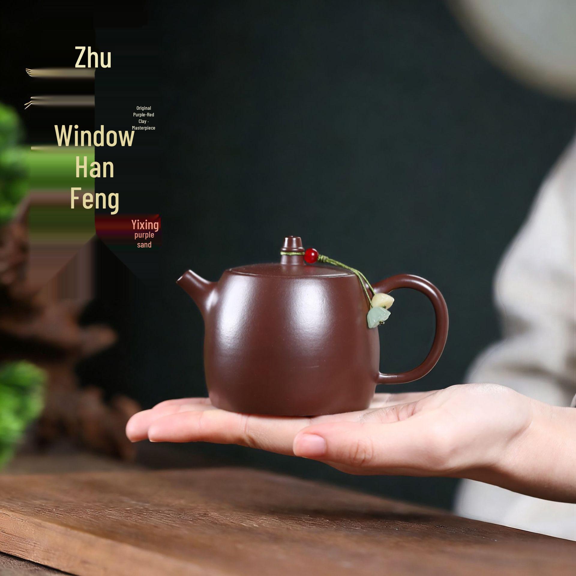 Yixing Zisha Teapot Handcrafted Purple-Red Clay Gongfu Tea Set by Famous Artisan 160CC