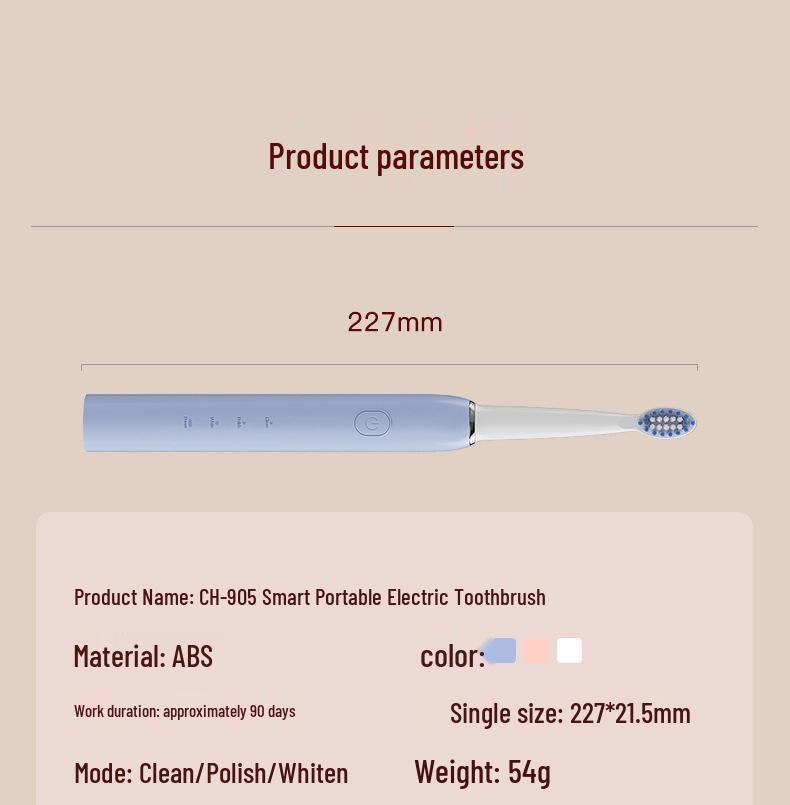 Adult Three-Speed Soft Bristle Sonic Electric Toothbrush with USB Charging