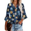 Women's Casual Fashion Floral Printed Cropped Sleeve Round Neck Top