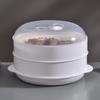 Large Household Microwave Steamer with Lid and Tray for Heating and Cooking