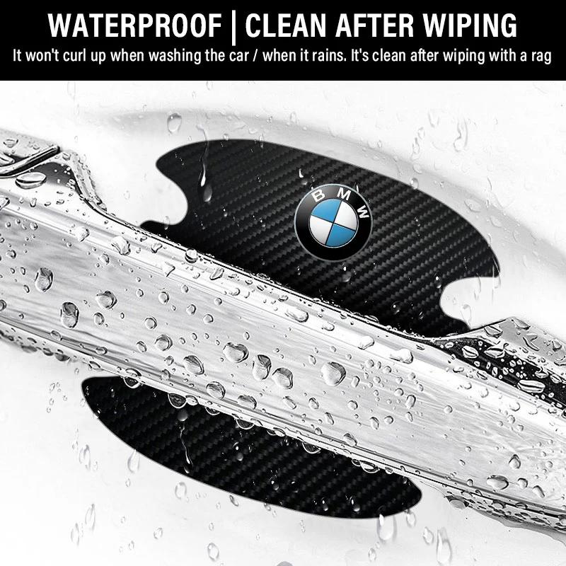 4 Stück Kohlefaser Auto Türgriff Schutzaufkleber Emblem Zubehör für BMW 3 4 5 7 Serie GT X1 X3 X4 X5 X6 F15 F16 F18 F10