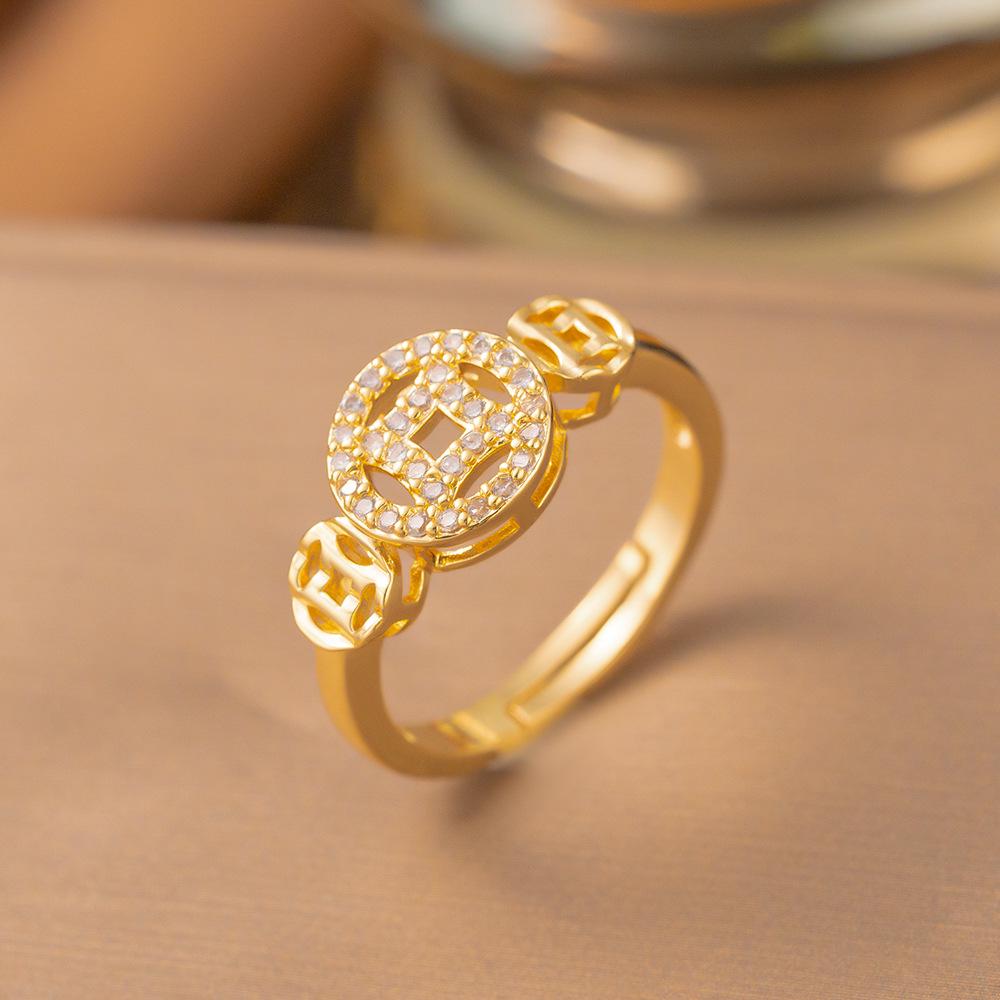 Micro-Inlaid Zircon Fashion Open Ring - Adjustable Luxury Index Finger Jewelry for Women