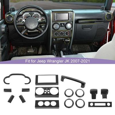 ABS interiér Kryt volantu Dekorační rámeček palubní desky pro Jeep Wrangler JK 2007-2010 Autopříslušenství