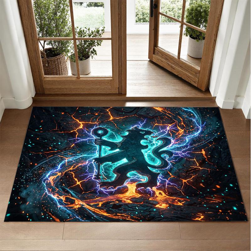 Chelsea FC Design Crystal Velvet Rug Soft Decorative Mat for Bedroom Entrance
