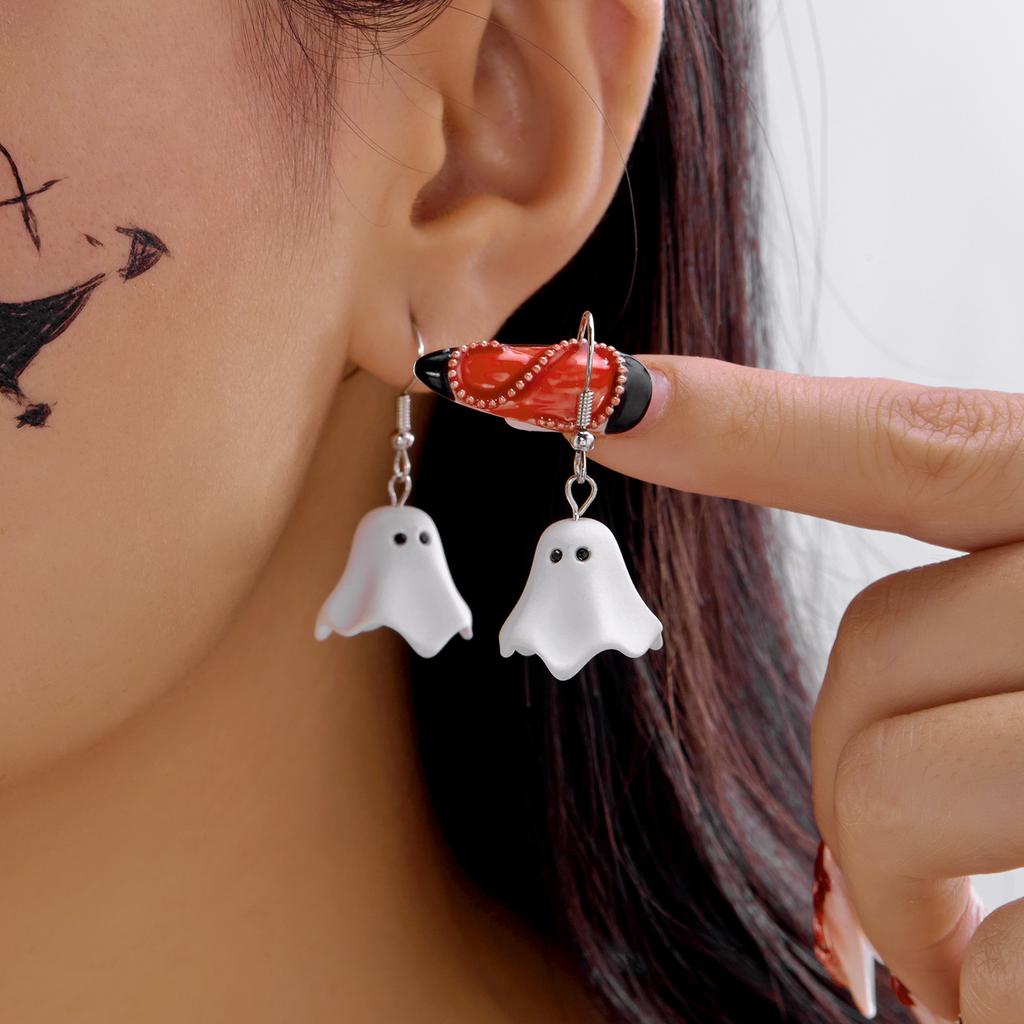 Cute Halloween Ghost Drop Earrings Hook for Women Men Necklace Metal Little Devil Earring Jewelry Festival Party Gift