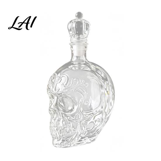 Multifunctional Liquor Decanter Skull Whiskey Decanter 500ml Gothic Glass Bottle with Stopper