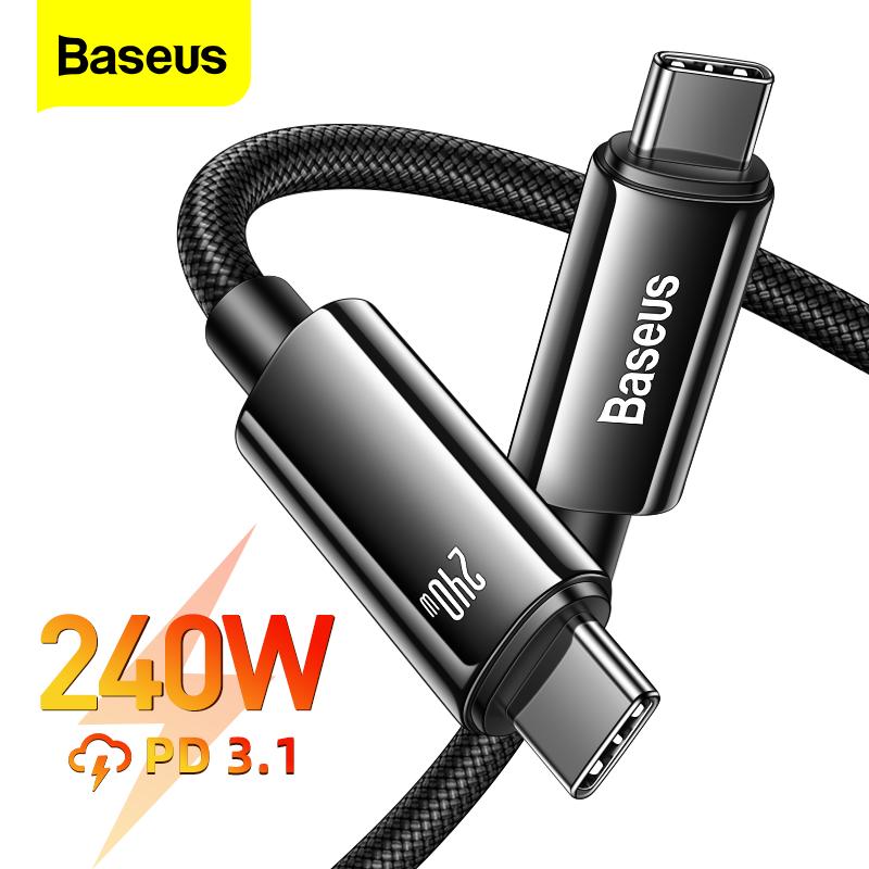 

Кабель Baseus 240 Вт USB C, провод питания PD3.1 для MacBook Samsung S22 Xiaomi, кабель USB C к USB C PD 48V5A, кабель для быстрой зарядки типа C