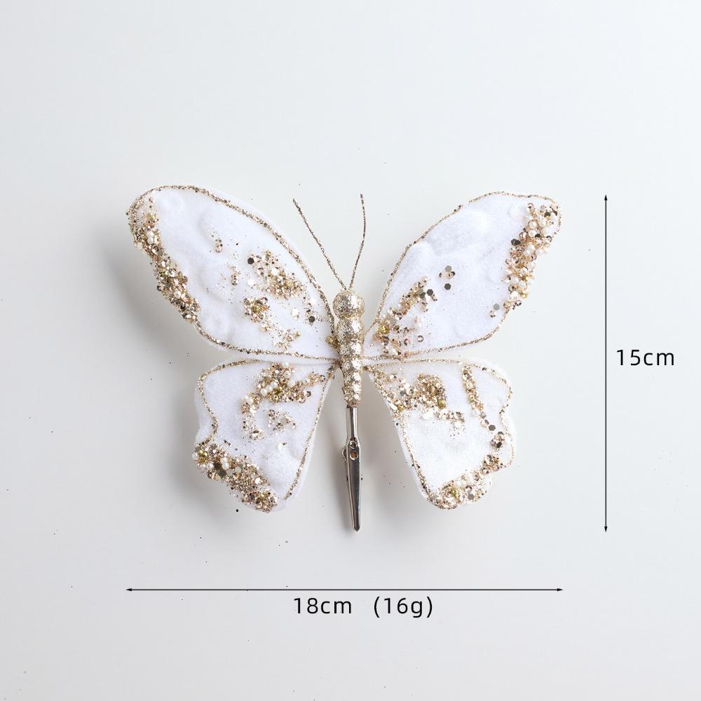 Glitter Christmas Artificial Butterfly Fabric Plastic Christmas Hanging Decoration  Christmas Decor