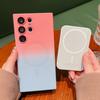 Suitable for Samsung S25edge Liquid Magnetic Suction Mobile Phone Case S24ULTRA Two Color Gradient Protective Case with Lens Film