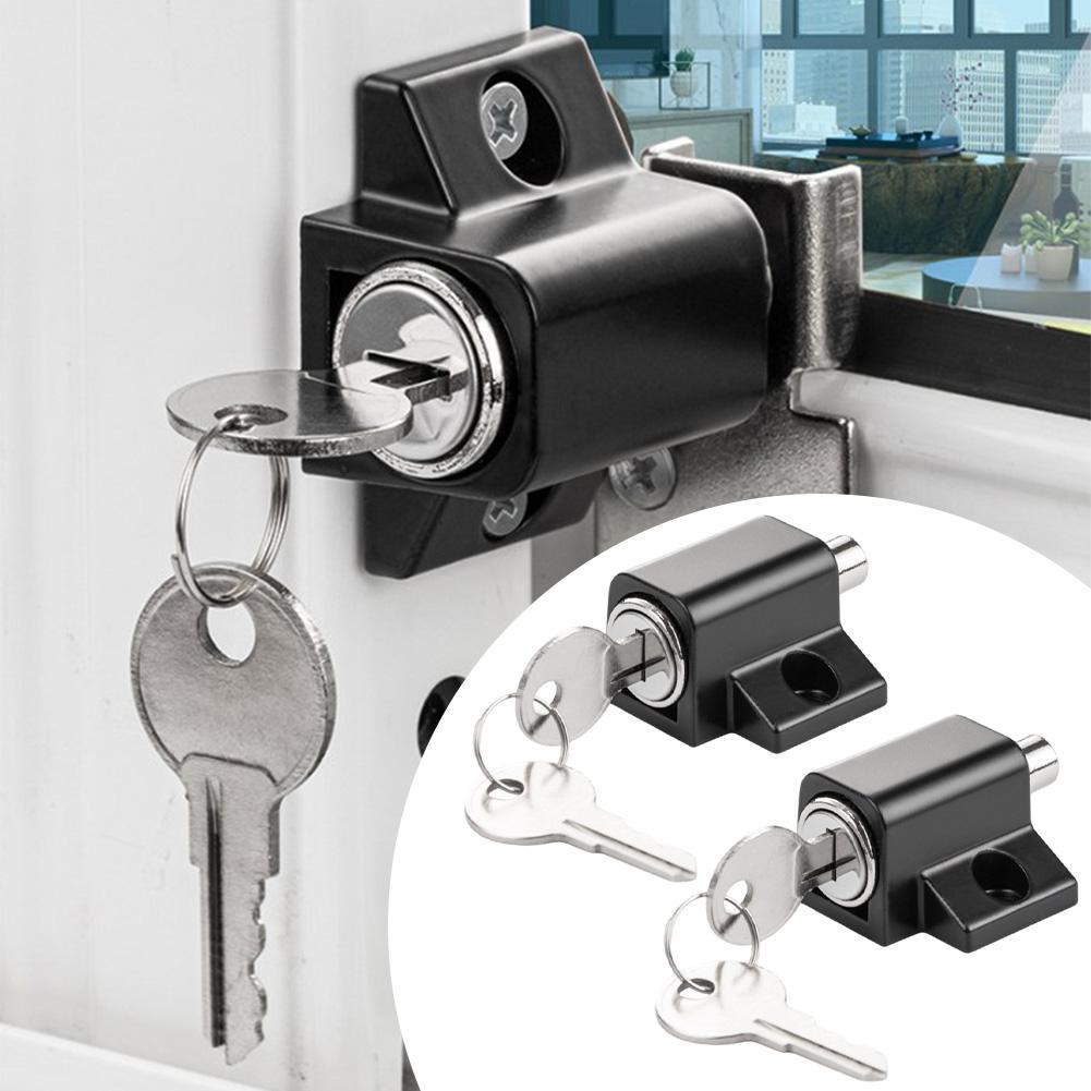 2er-Set Schiebetürschloss Kindersicherheitsverschluss für Schiebefenster Mit Schlüsseln Diebstahlschutz Sicherheitsriegel Metall Türsicherheitsverschluss Haken