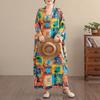 DIMANAF Women Plus Size Spring Summer Long Dress Loose Basic Vintage Oversize Long Sleeve Maxi Floral New 2026