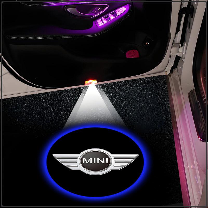 2 Stück Welcome LED-Licht Auto Türplakette Kabelloser HD-Projektor für MINI Cooper F54 F55 F56 R56 R60 Roadster Clubman Coupe