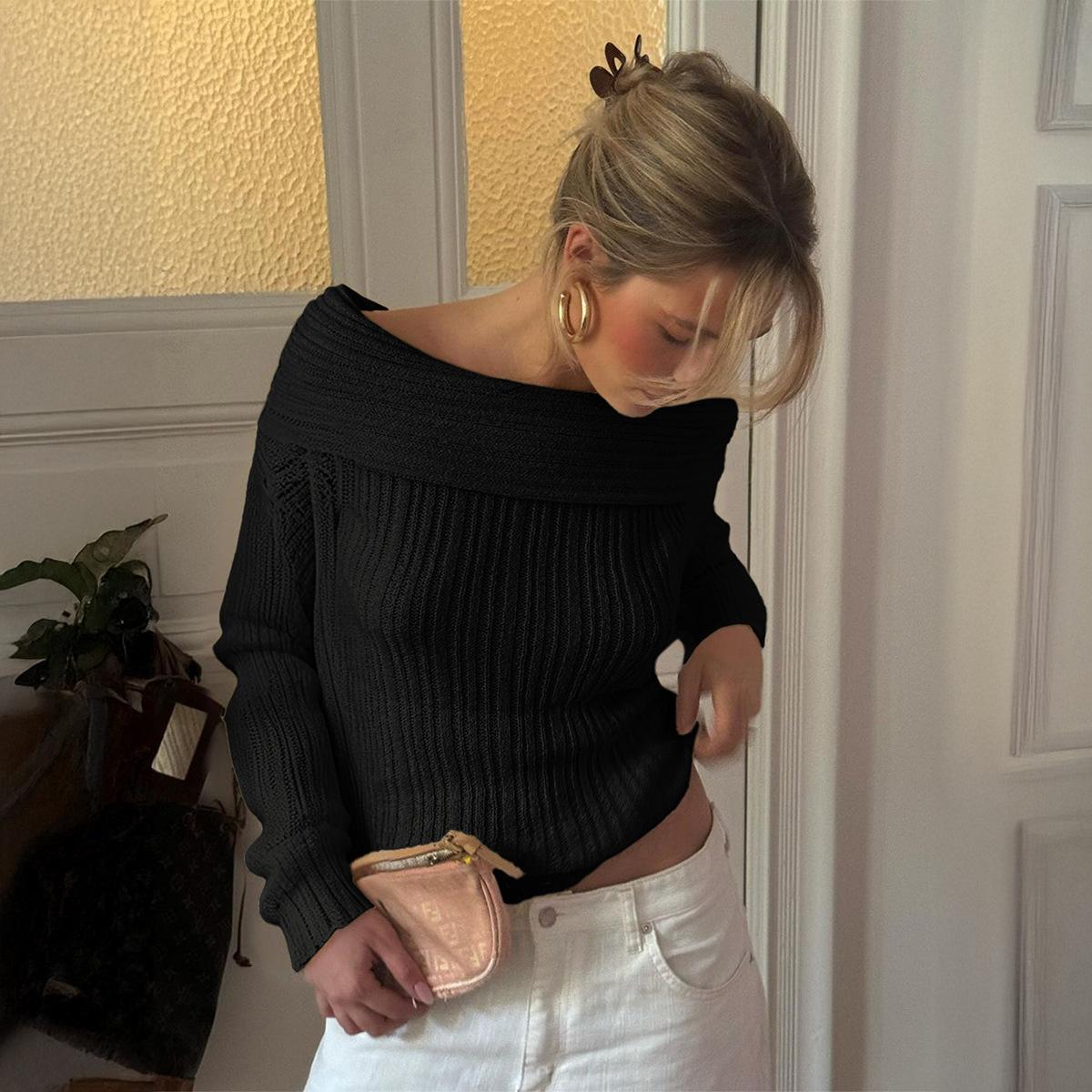 Diyun Elegant Woolen Long-sleeved T-shirt Sweater for Women 2025 Autumn and Winter S