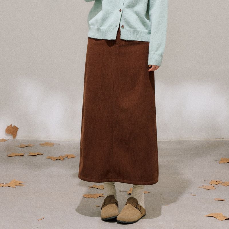 Zhang Ren Plus size women clothing Chubby Korean Series Slimming Fresh Green Sweater Outerwear Deep Coffee Color Long Skirt Set