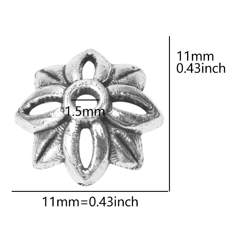 Bouchons de perles en alliage fleurs mélangées pour la fabrication de bijoux Charms Composants pour bijoux DIY Couleur argentée Accessoires vintage faits main