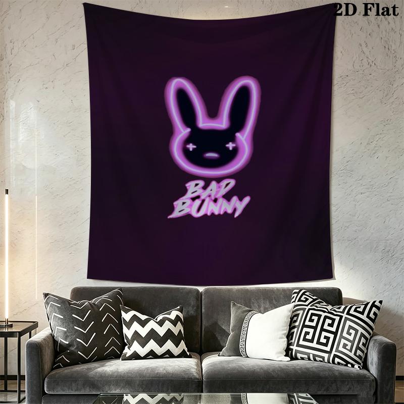 Bad Bunny Wall Tapestry Aesthetic Wall Hanging Printed Fabric Blanket Decorative Tapestries for Bedroom Living Room Home Decor
