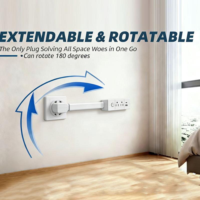 Us Electrical Wall Plug Rotates Electrical Outlet Extender Adjustable Length With Switch Nightstand Power Outlets Power Socket