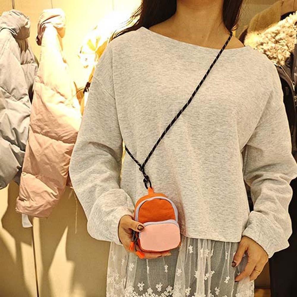Mini Oxford Cloth Hanging Neck Coin Purse Mini Earphone Bag Simple Portable Small Small Pendant Key Pouch with Lanyard