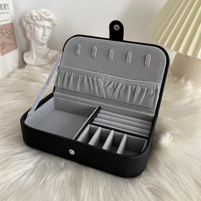 2023 Tragbare Box Organizer Display Reiseetui Boxen Knopf Leder Aufbewahrung Chenille