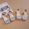Little Girls' Fashion Sandals with Rhinestones - Princess Crystal Bow Closed-Toe Shoes for Summer