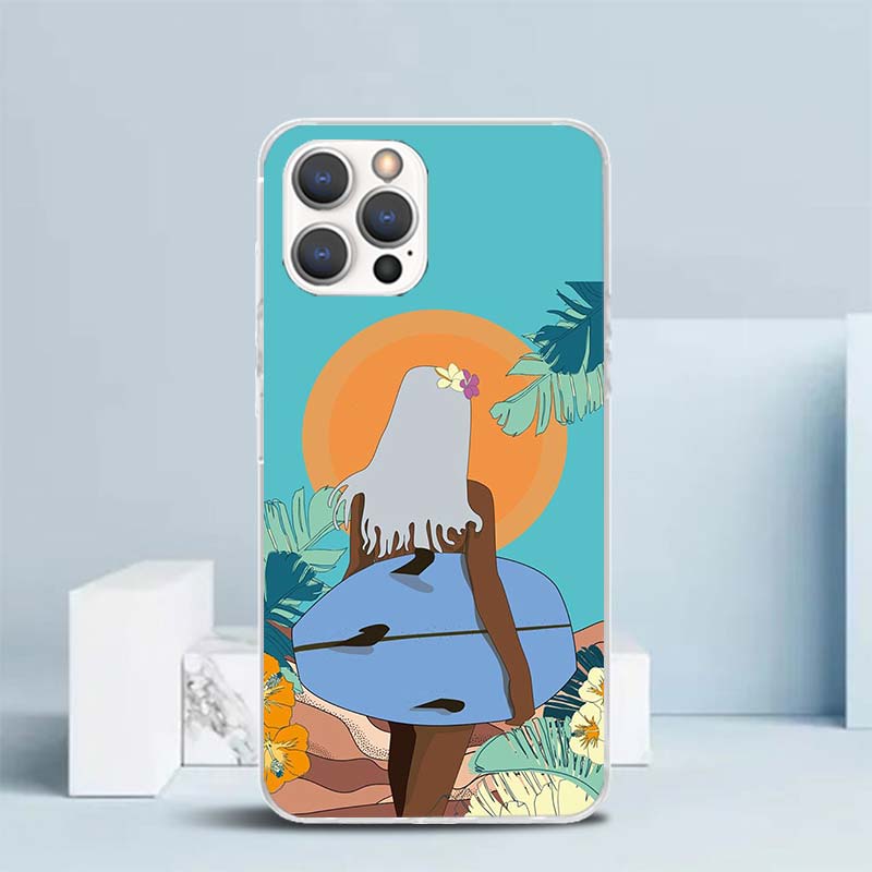 Surf Board Aesthetic Soft Cover for iPhone 16 17 Air 15 14 Pro Max 16E Phone Case 13 Mini 12 11 7 SE 8 Print Pattern Fit Cases 1