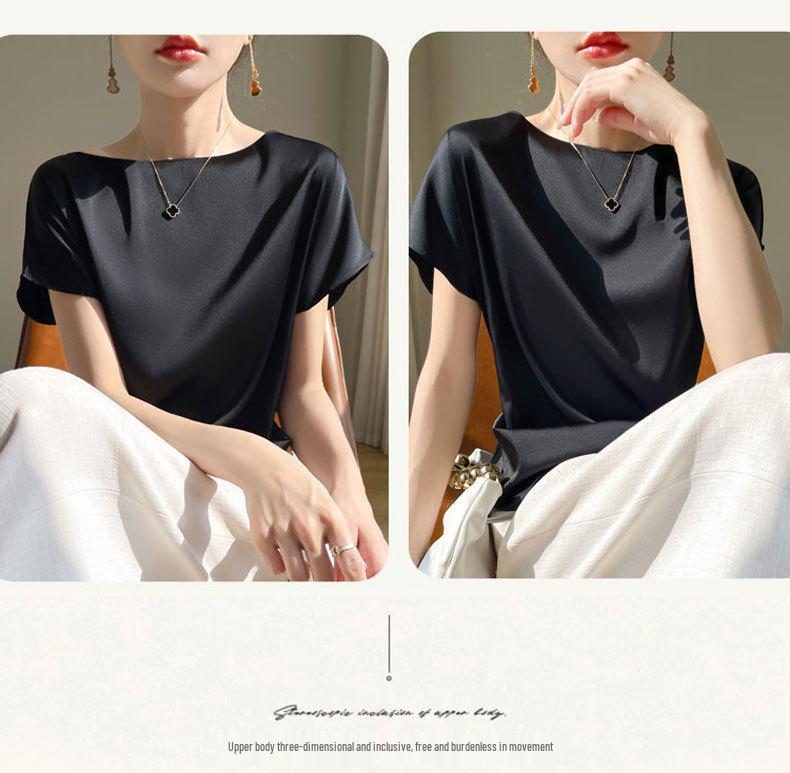 Cross2025 Women's One-Shoulder Ice Silk Summer T-Shirt