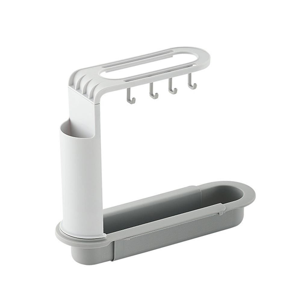 Sink Storage Shelf Hollow Sponge Drain Holder Rack Adjustable Plastic Kitchen Organizer