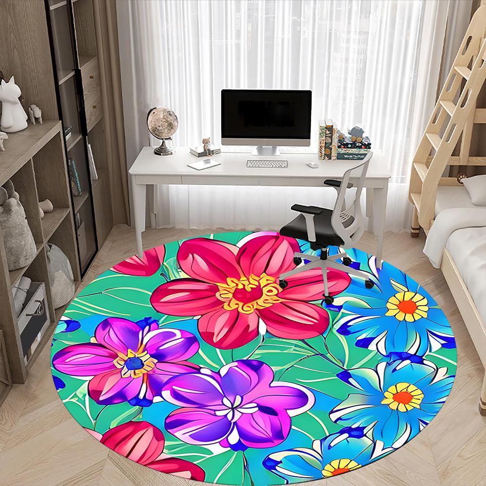 1pc Floral Pattern Chair Carpet for Office, Soft and Durable Office Rug for Interior Decoration, Perfect for Office yy251227096