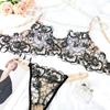 Pure desire sexy underwear women's big breasts show small anti-sagging bra floral embroidery lace French underwear set