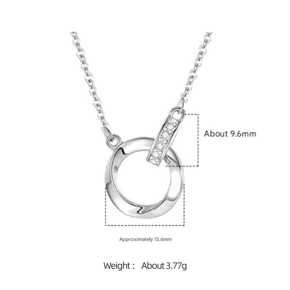 925 Sterling Silver Fashion Light Luxury Mobius Double Ring Zircon Necklace Birthday Party Anniversary Gift