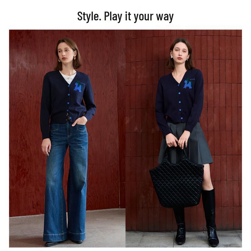 

Sancai 2025 Winter Women s V-Neck Jacquard Cardigan L