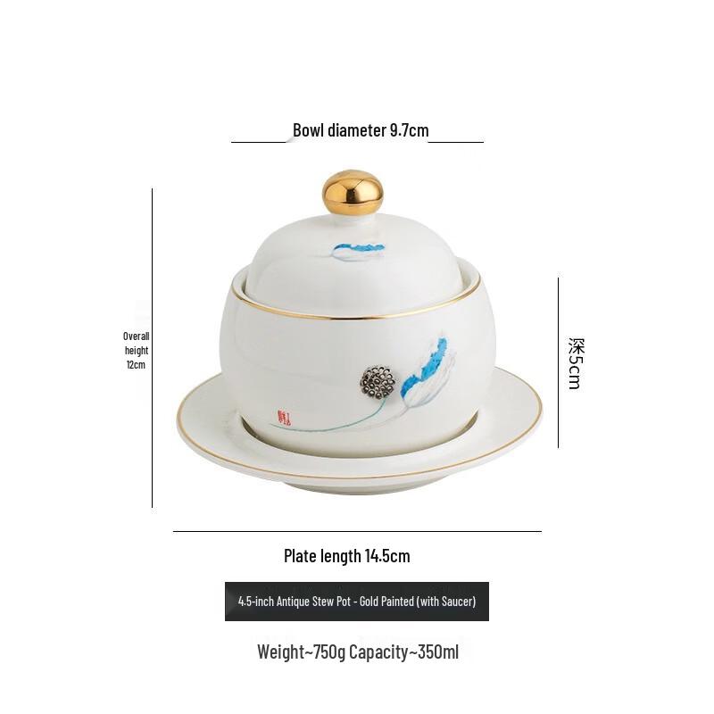 Ceramic Double Boiler Stew Pot with Lid