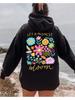 Let Kindness Bloom, Health Be Kind Retro Floral Aesthetic Trendy 250G Heavyweight Pullover with Pocket Adjustable Drawstring for U