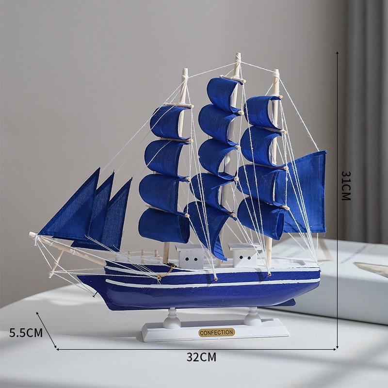 Porzellan Segelschiff Modell im mediterranen Stil - Kreative Holz Heimdeko Ornamente