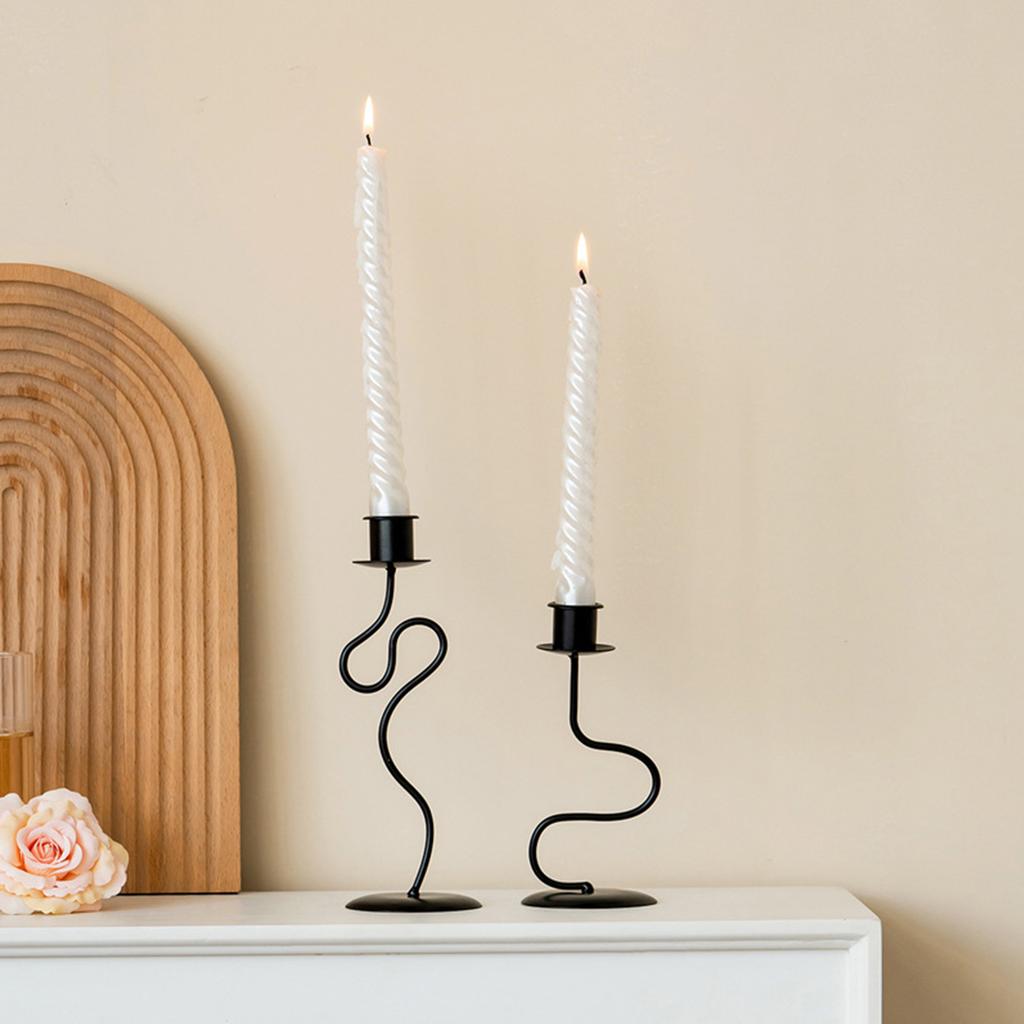 Artistic Twisted Designs Candle Stand Detachable Iron Candle Holder Taper Candlestick for Living Room or Dining Table