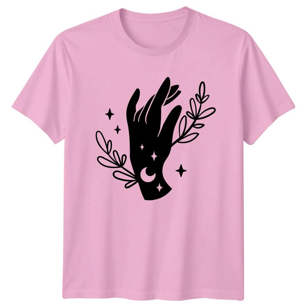 Mystical Celestial Hand Moon Stars TShirt Botanical Spirituality Birthday