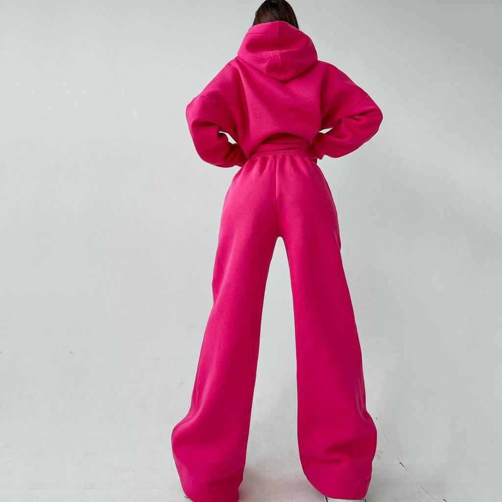 Women's Casual Hoodie and Wide Leg Pants Set , 8 Color Options