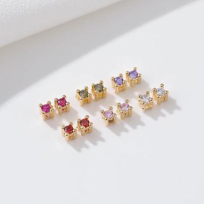 14k Gold Plated Multicolor Cubic Zirconia Spacer Beads for DIY Jewelry
