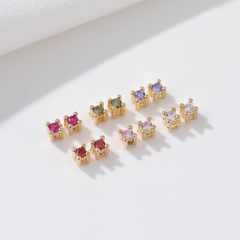 14k Gold Plated Zircon Inlaid Colorful Claw Setting Spacer Beads for DIY Jewelry Making