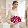 Large Capacity Retro Cosmetic Pouch Portable Large Capacity Clutch Bag Polka Dot Makeup Bag  Beach
