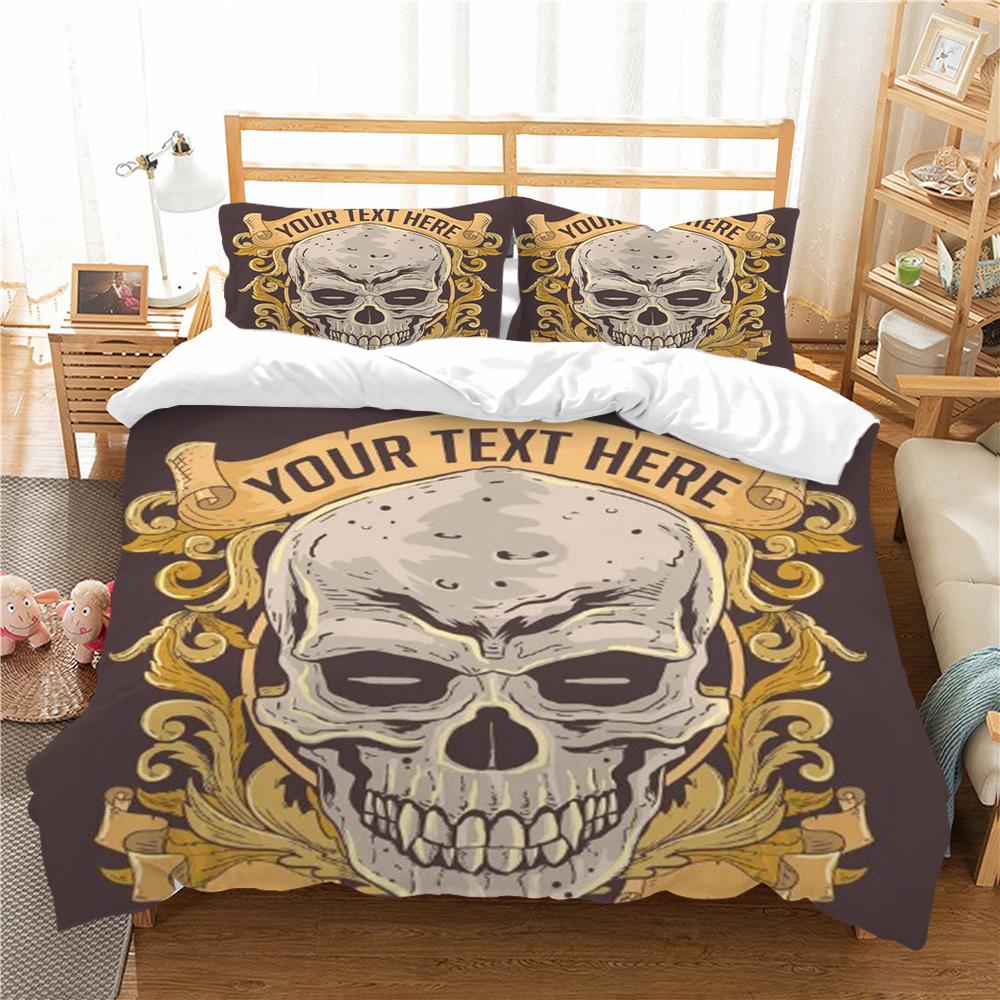 3D Skull Printing Duvet Cover Set Cartoon Bedding Set Highend Pillowcase Children Bedding Suit Single Size Double Size Bed Cover