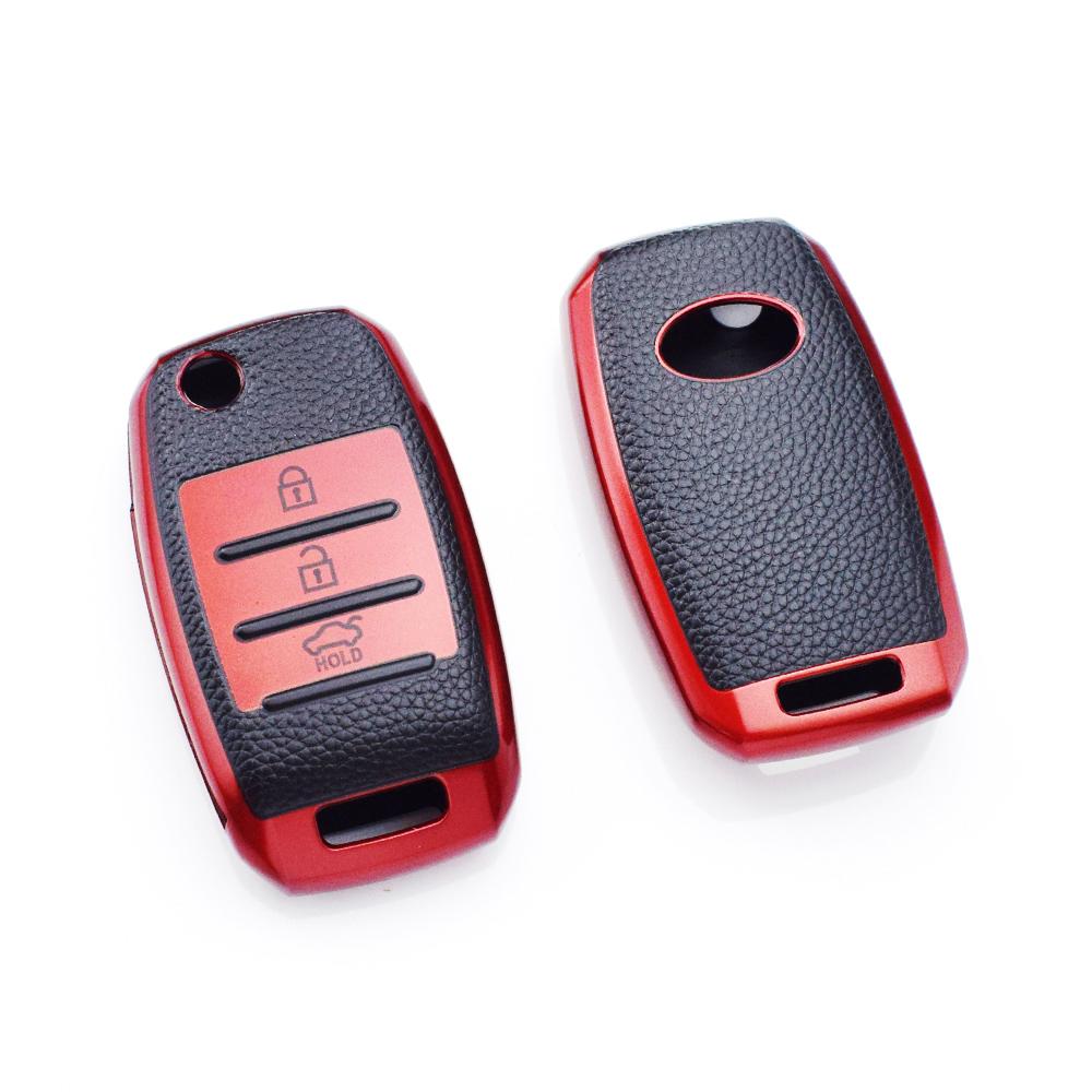 Shell Fob For Kia Rio 3 K2 Ceed Cerato K3 Sportage 4 Picanto K5 Optima Sorento Forte Stinger TPU Leather Car Key Case Cover