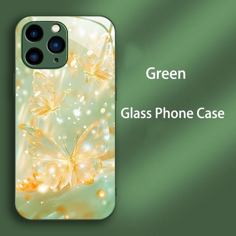 Tempered Glass Phone Case For iPhone 14 13 12 11 15 Pro Max Plus Mini X XS Max XR 7 8 6 6s Plus Hard PC Shockproof Back Bumper