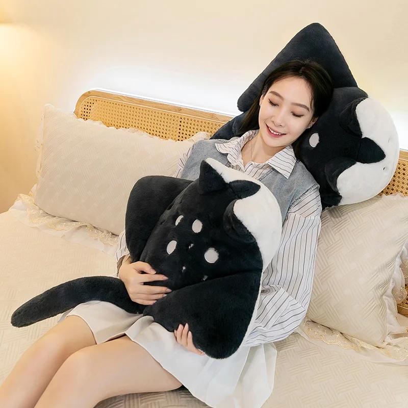 Creative Manta Ray Fish Cat Plush Doll Toys Soft Stuffed Throw Pillow Sofa Cushion Fluffly Kitten Children Bithday Gifts