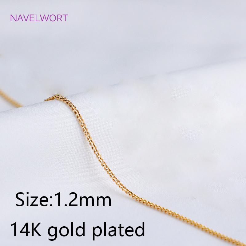 

No Fade 14K Gold Plated Thin Curb Chain,Supplies For Women Necklace Bracelet Making Findings Side Chain Wholesale 1 meter