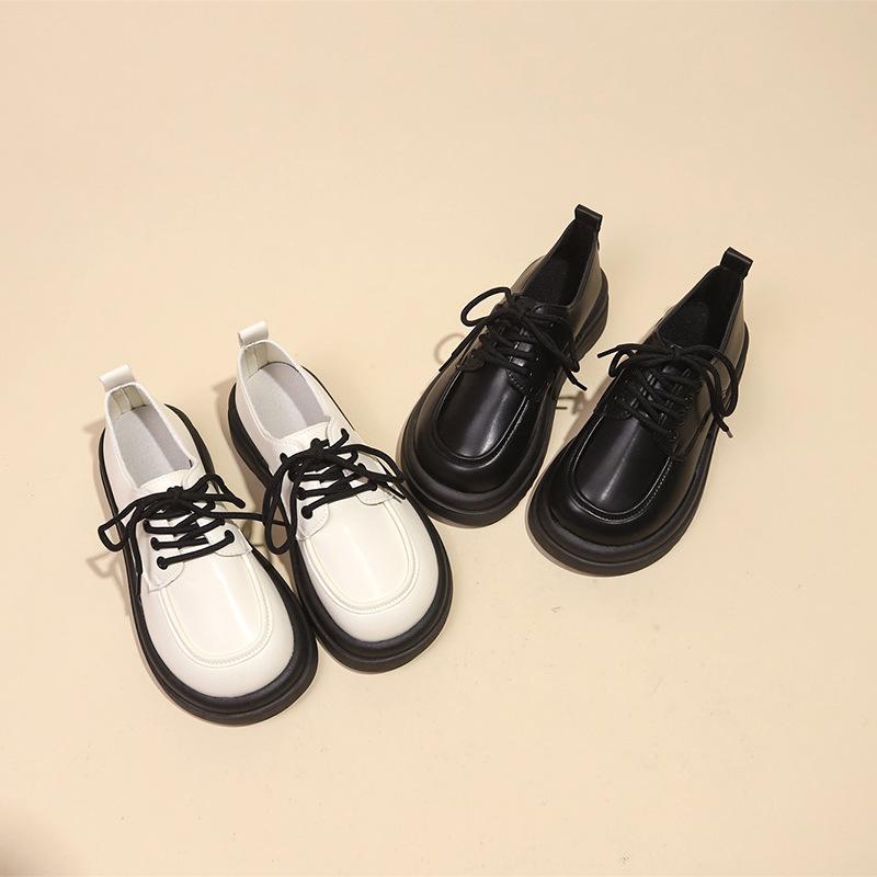 Wind small leather shoes women's new autumn versatile muffin platform student lace-up small single shoes