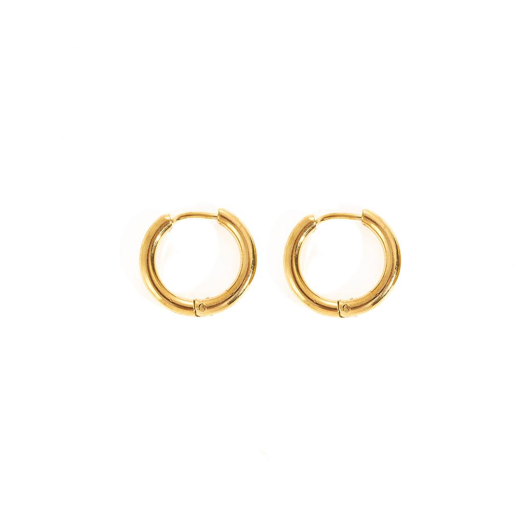 Retro Gold Plain Ring Earrings Simple Light Luxury Stainless Steel Stud Earrings Daily Commuting Premium Ring Earrings