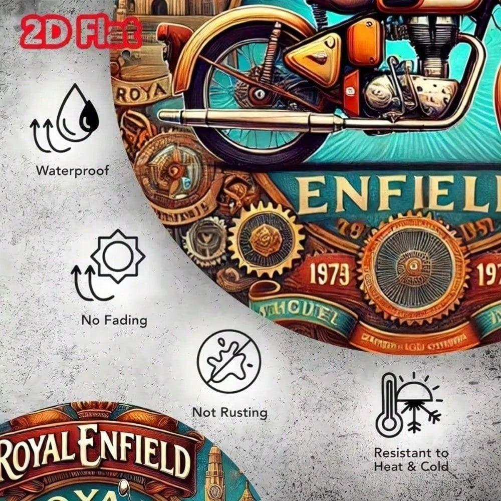Segno Metallico Vintage Motocicletta Royal Enfield Decorazione Murale, Poster in Latta Arte Garage Retrò per Casa Bar Man Cave Regalo